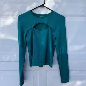 Teal Long Sleeve Ribbed Top